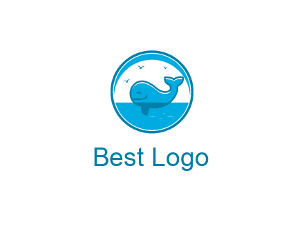 cute whale in ocean in circle
