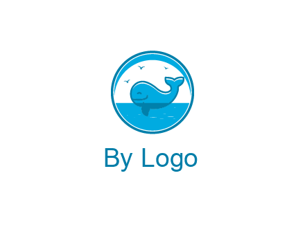 cute whale in ocean in circle