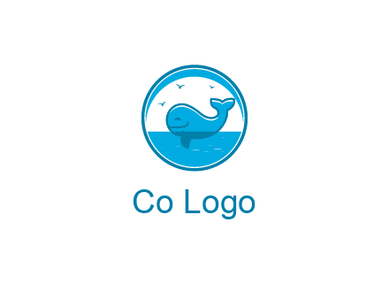 cute whale in ocean in circle