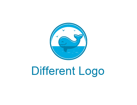 cute whale in ocean in circle