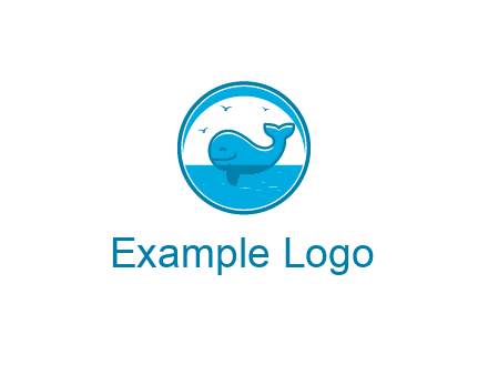 cute whale in ocean in circle