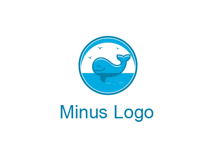 cute whale in ocean in circle