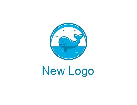 cute whale in ocean in circle