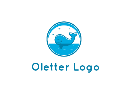 cute whale in ocean in circle