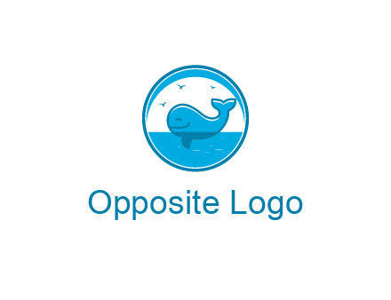 cute whale in ocean in circle
