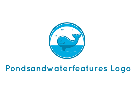 cute whale in ocean in circle
