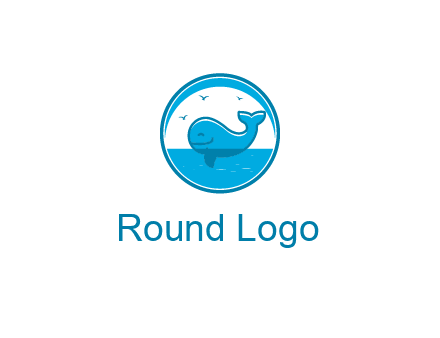 cute whale in ocean in circle