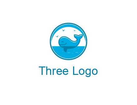 cute whale in ocean in circle