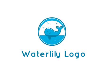 cute whale in ocean in circle