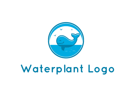 cute whale in ocean in circle