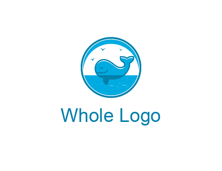 cute whale in ocean in circle