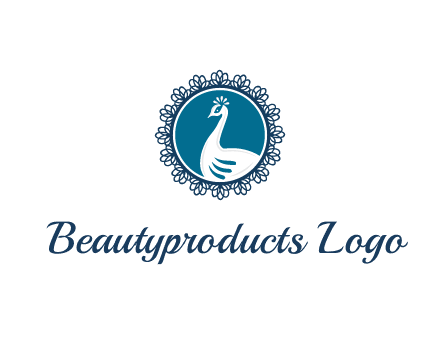 peacock in floral circle