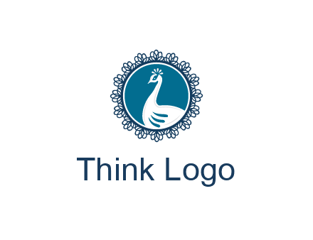 peacock in floral circle