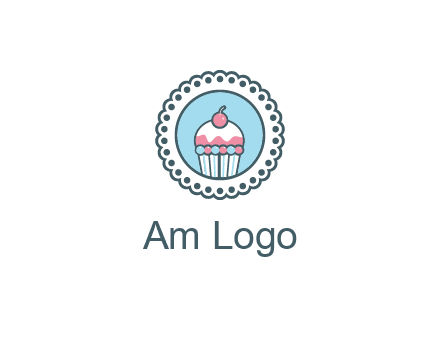 cute cupcake in circle floral design