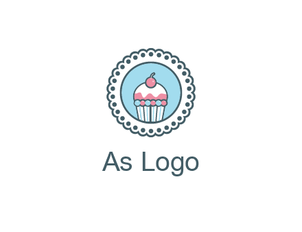 cute cupcake in circle floral design