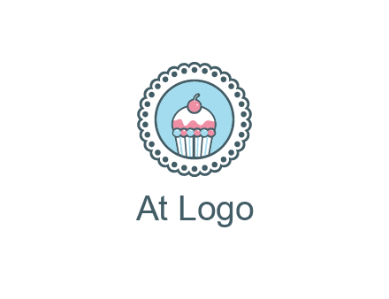 cute cupcake in circle floral design
