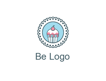 cute cupcake in circle floral design