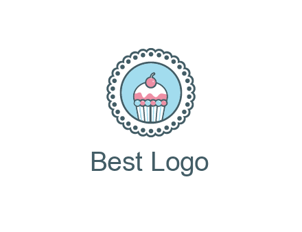 cute cupcake in circle floral design