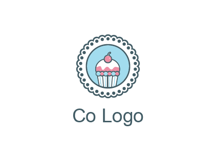 cute cupcake in circle floral design