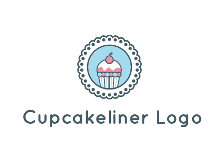cute cupcake in circle floral design