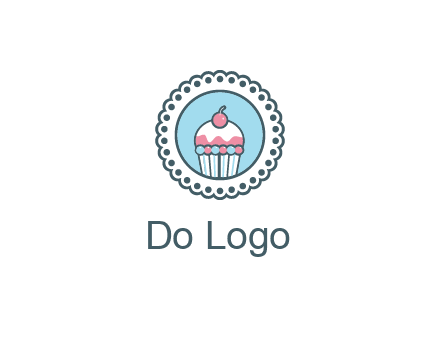 cute cupcake in circle floral design