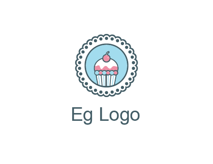 cute cupcake in circle floral design