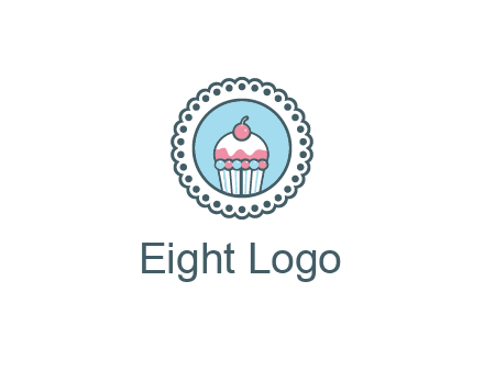 cute cupcake in circle floral design