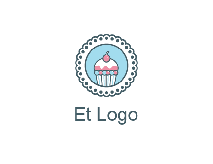 cute cupcake in circle floral design