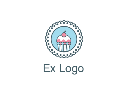 cute cupcake in circle floral design