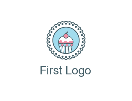 cute cupcake in circle floral design