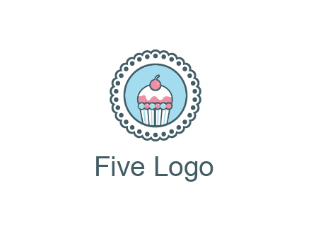 cute cupcake in circle floral design
