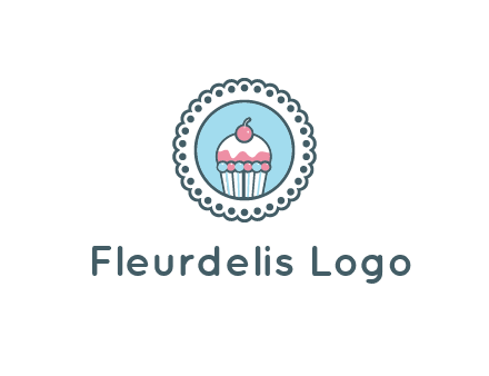 cute cupcake in circle floral design