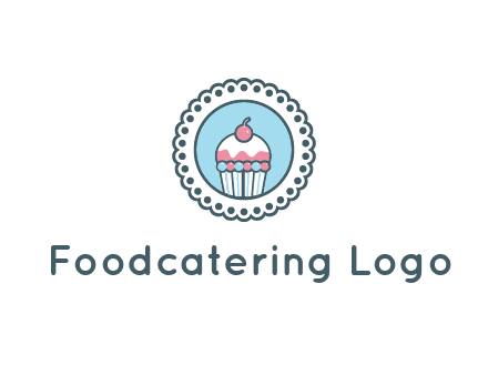 cute cupcake in circle floral design