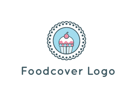 cute cupcake in circle floral design