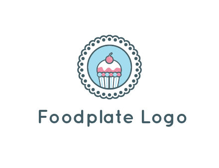 cute cupcake in circle floral design