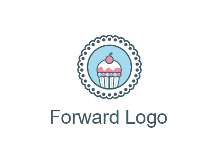cute cupcake in circle floral design