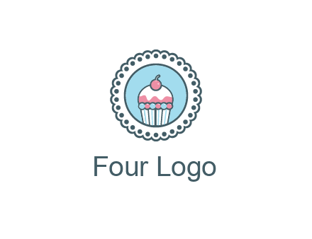 cute cupcake in circle floral design