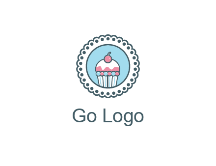 cute cupcake in circle floral design