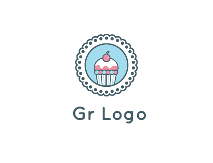 cute cupcake in circle floral design