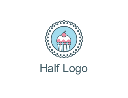 cute cupcake in circle floral design
