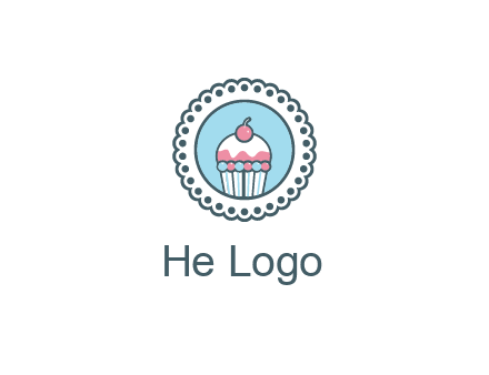 cute cupcake in circle floral design