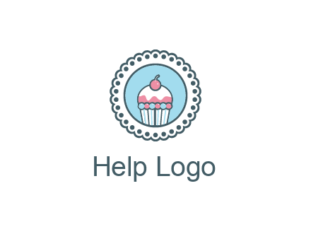cute cupcake in circle floral design