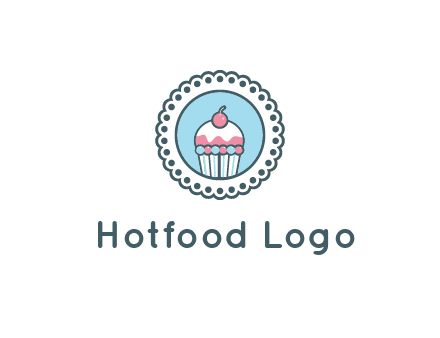 cute cupcake in circle floral design