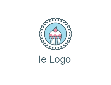 cute cupcake in circle floral design