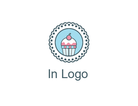 cute cupcake in circle floral design