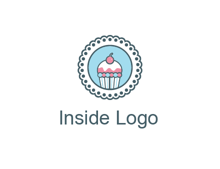 cute cupcake in circle floral design