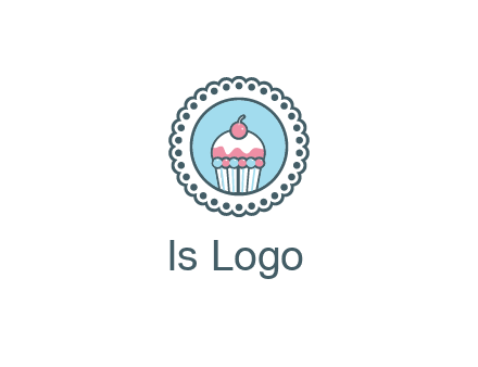 cute cupcake in circle floral design