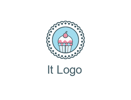 cute cupcake in circle floral design