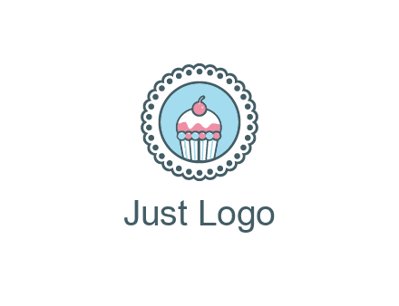 cute cupcake in circle floral design