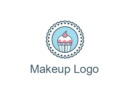 cute cupcake in circle floral design